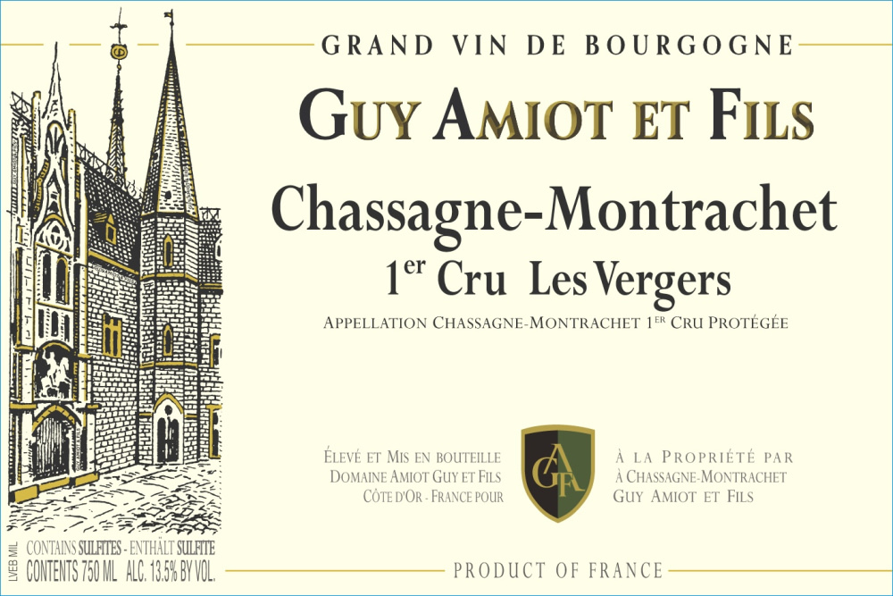 etiquette - Domaine Amiot Guy et Fils - Chassagne-Montrachet 1er Cru Les Vergers