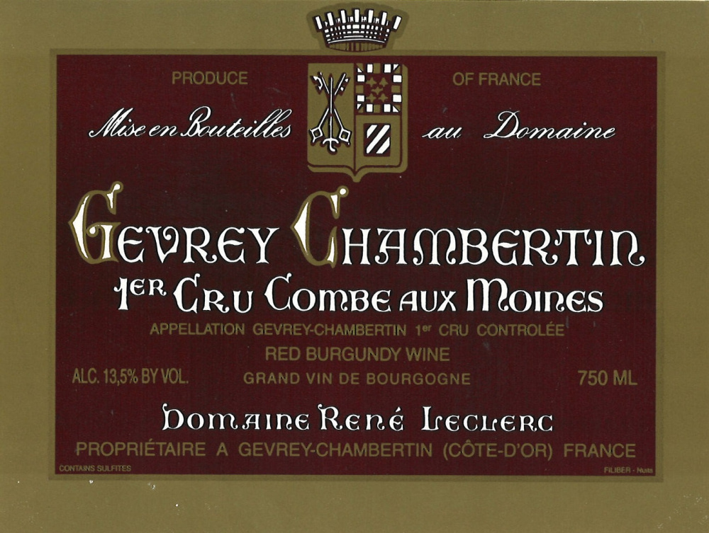 etiquette - Domaine Leclerc René - Gevrey Chambertin 1er Cru Combe Aux Moines