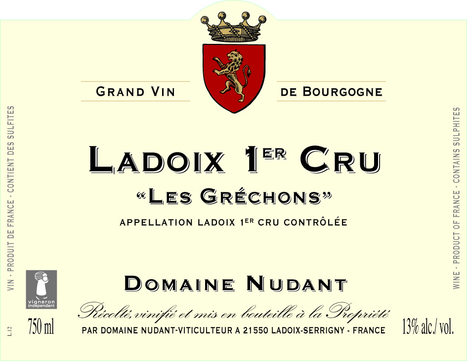 etiquette - Domaine Nudant - Ladoix 1er Cru Les Gréchons