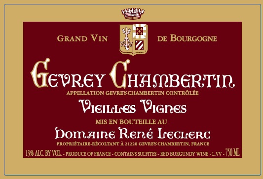 etiquette - Domaine Leclerc René - Gevrey Chambertin Vieilles Vignes