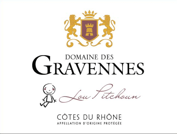 etiquette - Domaine des Gravennes - Côtes du Rhône Lou Pitchoun