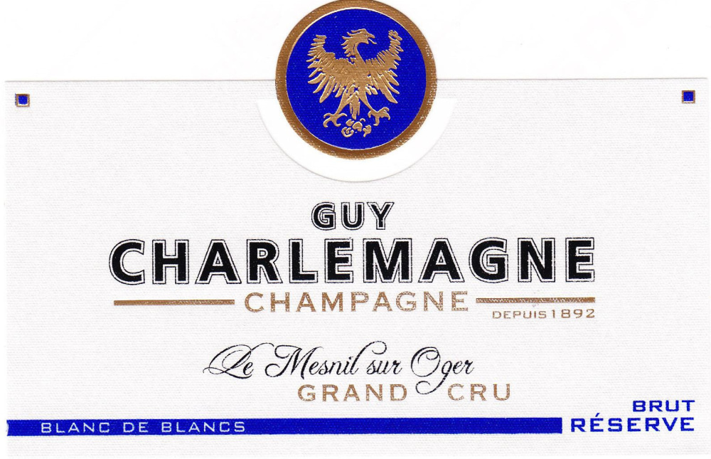 etiquette - Champagne Guy Charlemagne - Champagne Grand cru Blanc de Blancs Réserve Brut