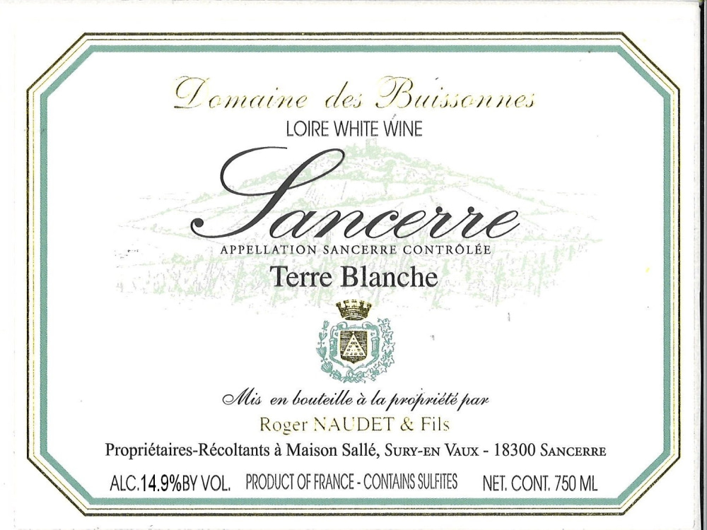 etiquette - Domaine des Buissonnes - Sancerre Terre Blanche