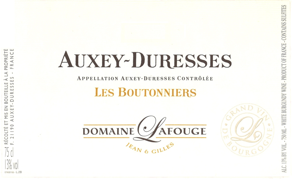 etiquette - Domaine Lafouge Jean et Gilles - Auxey Duresses Les Boutonniers