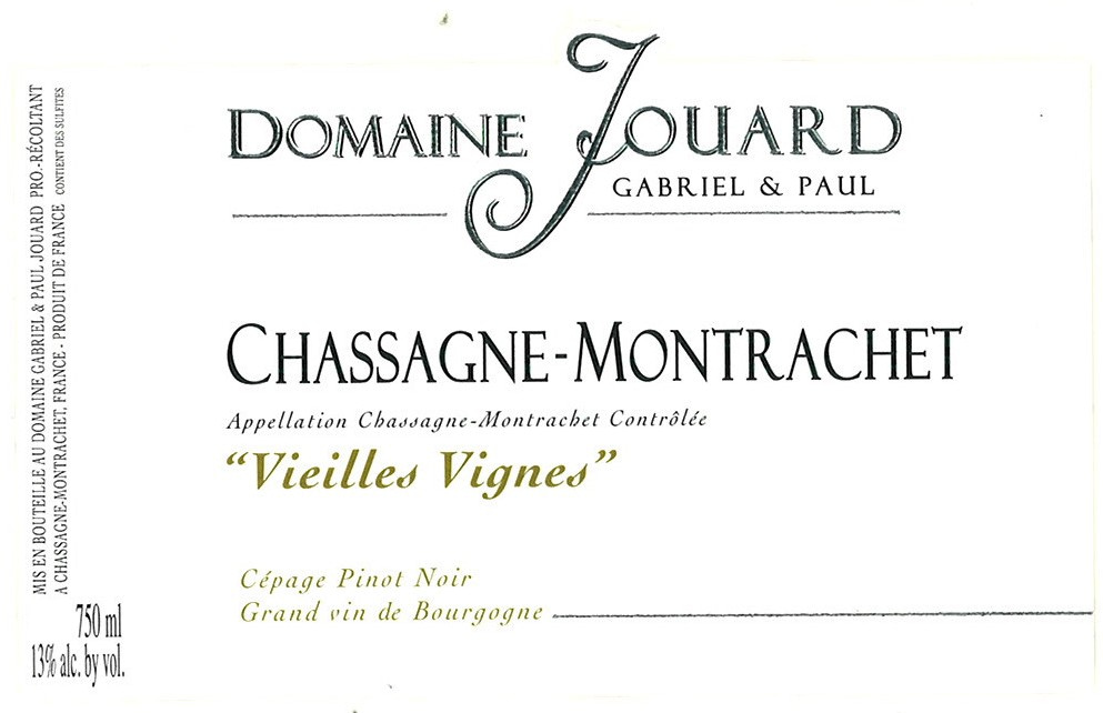 etiquette - Domaine Jouard Gabriel et Paul - Chassagne Montrachet Vieilles Vignes