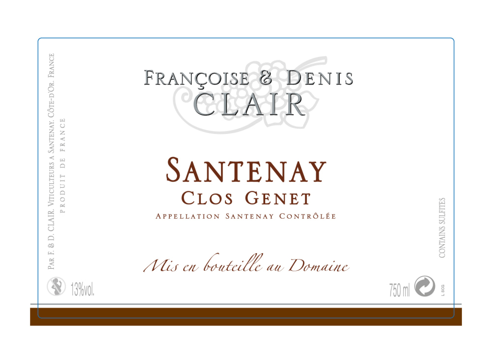 etiquette - Domaine Clair Françoise et Denis - Santenay "Clos Genet"