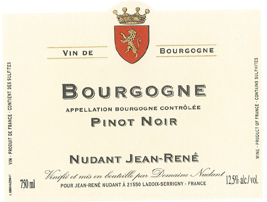 etiquette - Domaine Nudant - Bourgogne Pinot Noir