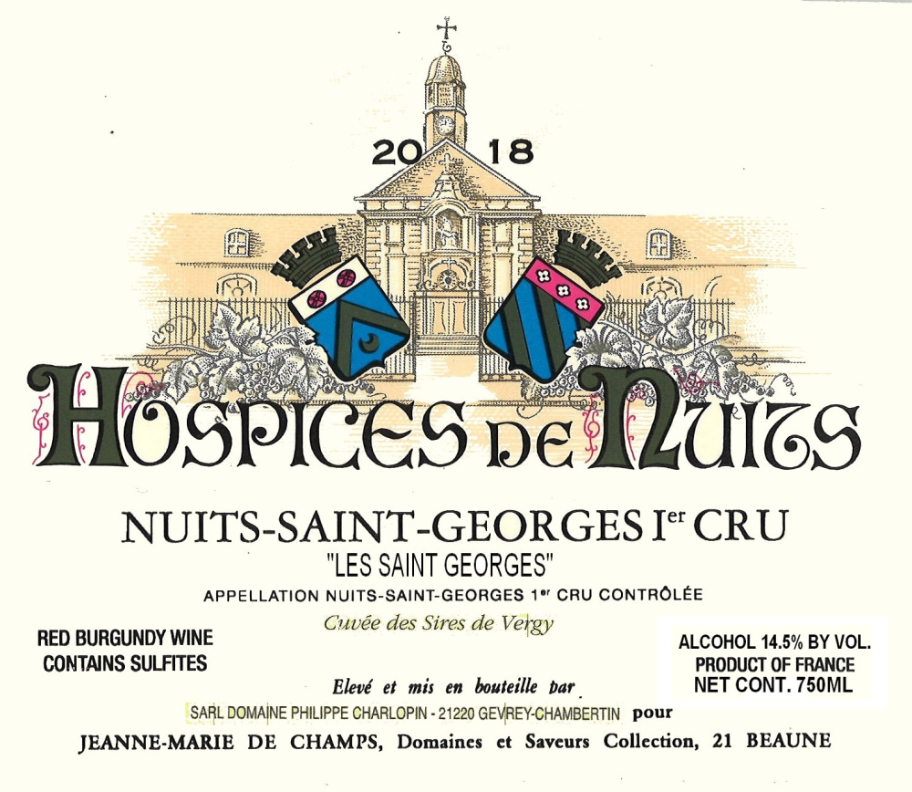 etiquette - Domaines Et Saveurs Collection, Hospices de Nuits - Nuits Saint Georges 1er cru Les Saint Georges Cuvée des Sires de Vergy 2018