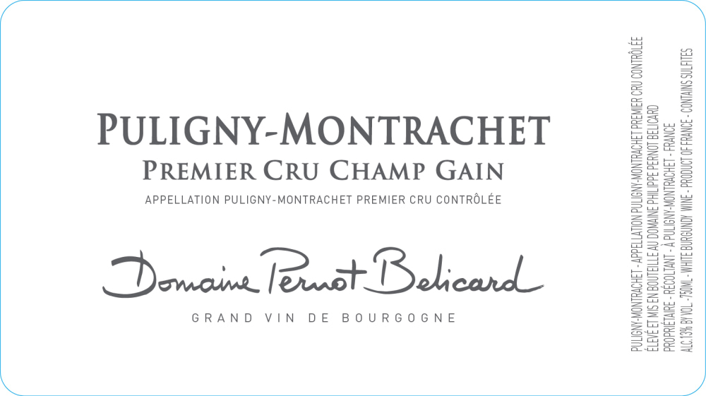 etiquette - Domaine Pernot Belicard - Puligny Montrachet 1er Cru Champ Gain