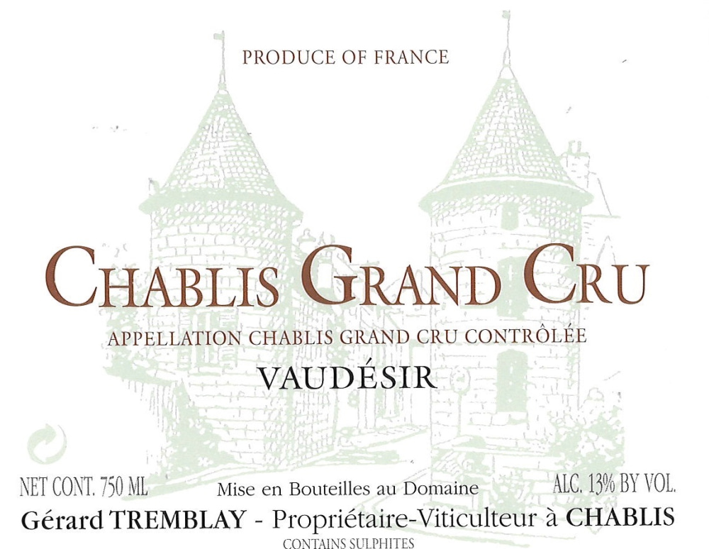 etiquette - Domaine Tremblay Gérard / Domaine des Iles - Chablis Grand Cru Vaudésir