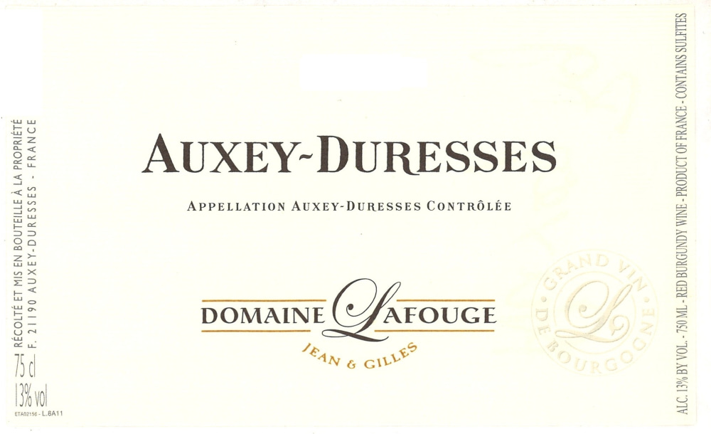 etiquette - Domaine Lafouge Jean et Gilles - Auxey Duresses