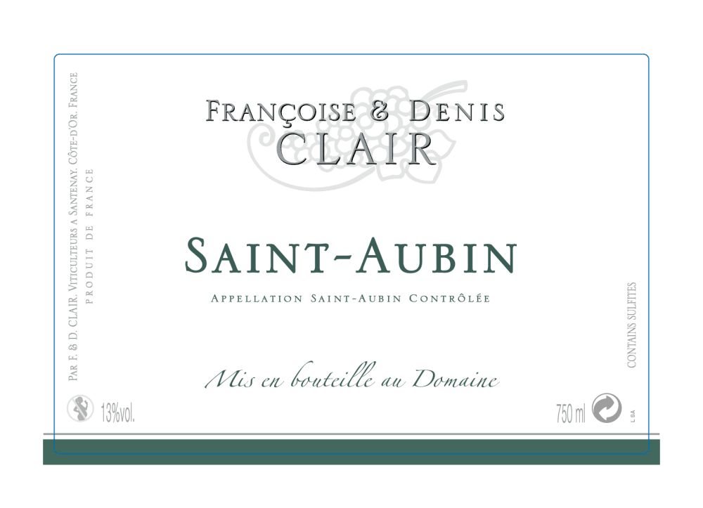 etiquette - Domaine Clair Françoise et Denis - Saint Aubin blanc