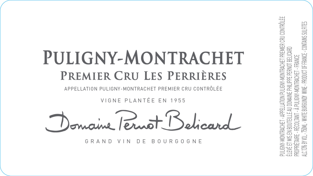 etiquette - Domaine Pernot Belicard - Puligny Montrachet 1er Cru Perrières