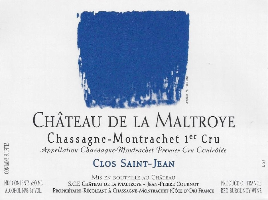 etiquette - Château de La Maltroye - Chassagne-Montrachet 1er Cru « Clos Saint Jean »