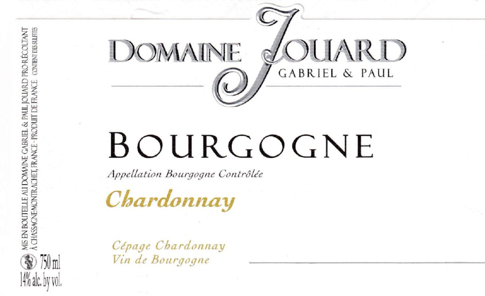 etiquette - Domaine Jouard Gabriel et Paul - Bourgogne Chardonnay