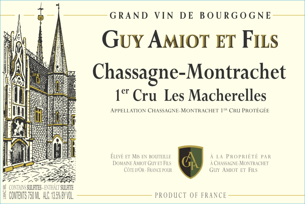 etiquette - Domaine Amiot Guy et Fils - Chassagne Montrachet 1er cru Les Macherelles