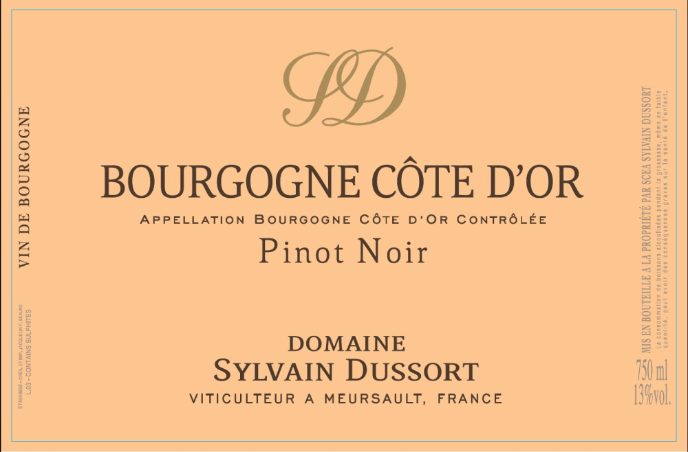 etiquette - Domaine Dussort Sylvain - Bourgogne Côte d'Or Pinot Noir