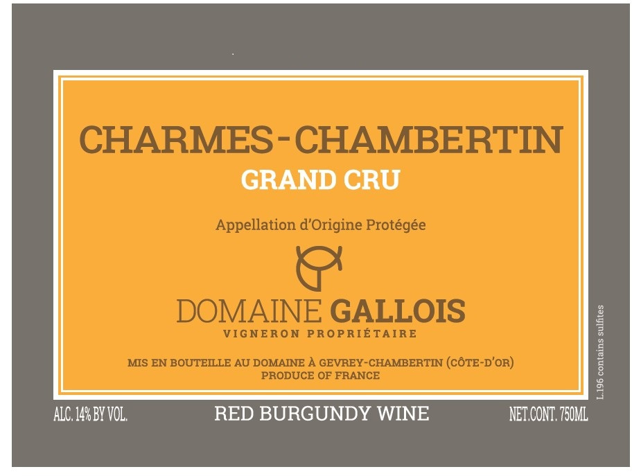 etiquette - Domaine Gallois - Charmes Chambertin Grand Cru