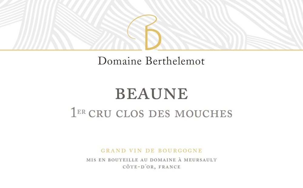 etiquette - Domaine Berthelemot - Beaune 1er cru Clos des Mouches rouge