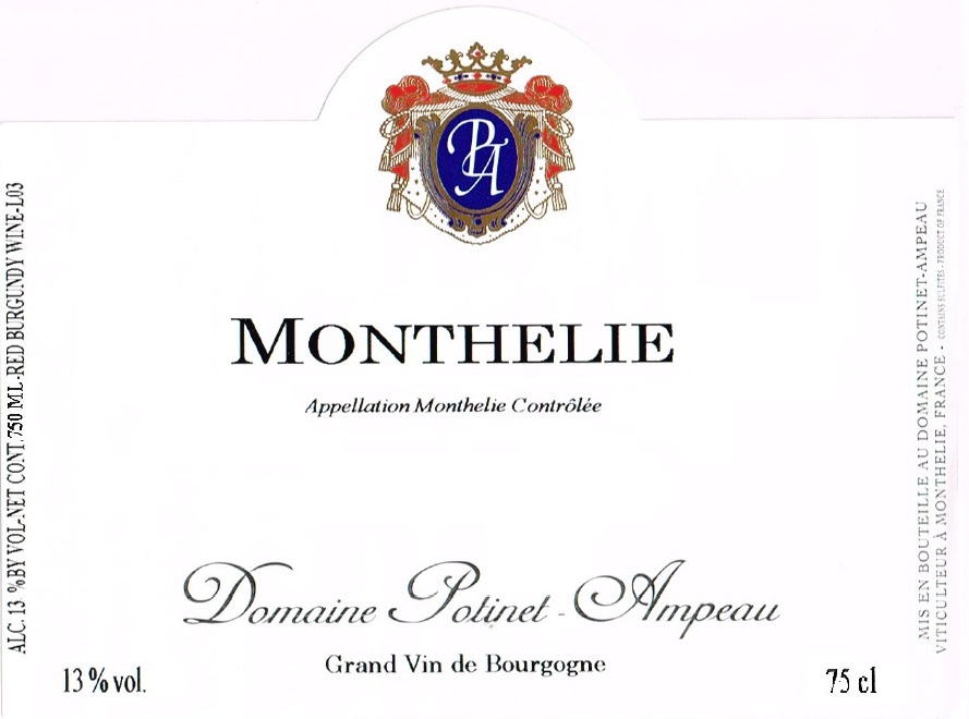 etiquette - Domaine Potinet Ampeau - Monthélie Rouge