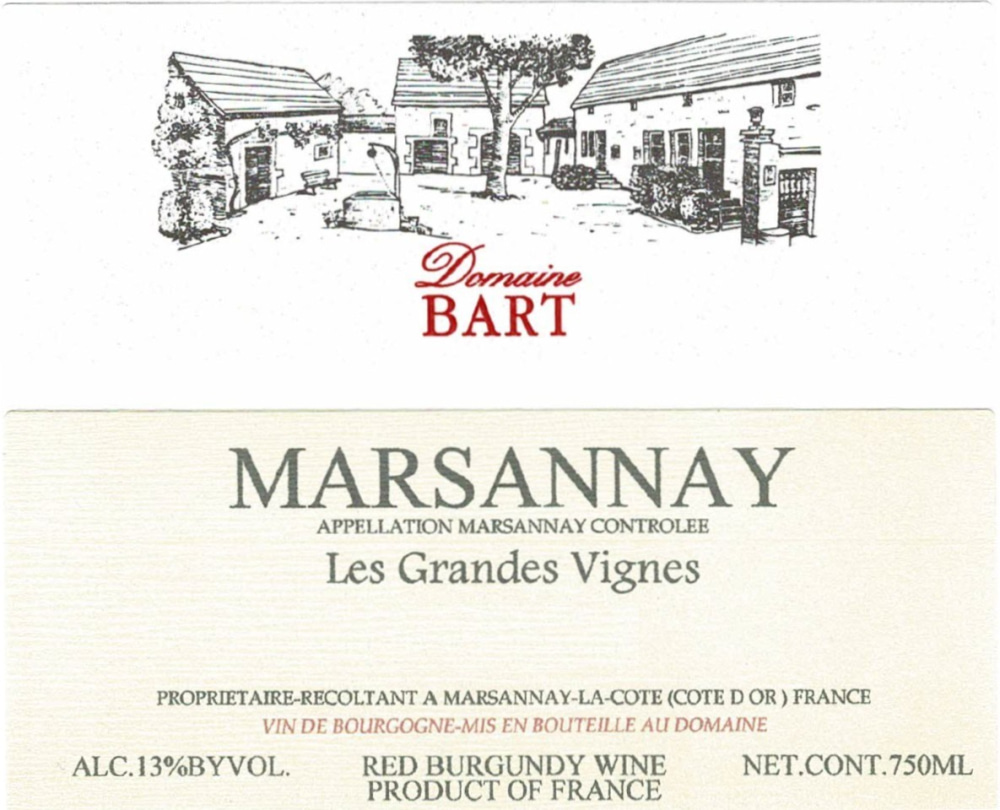 etiquette - Domaine Bart - Marsannay Les Grandes Vignes