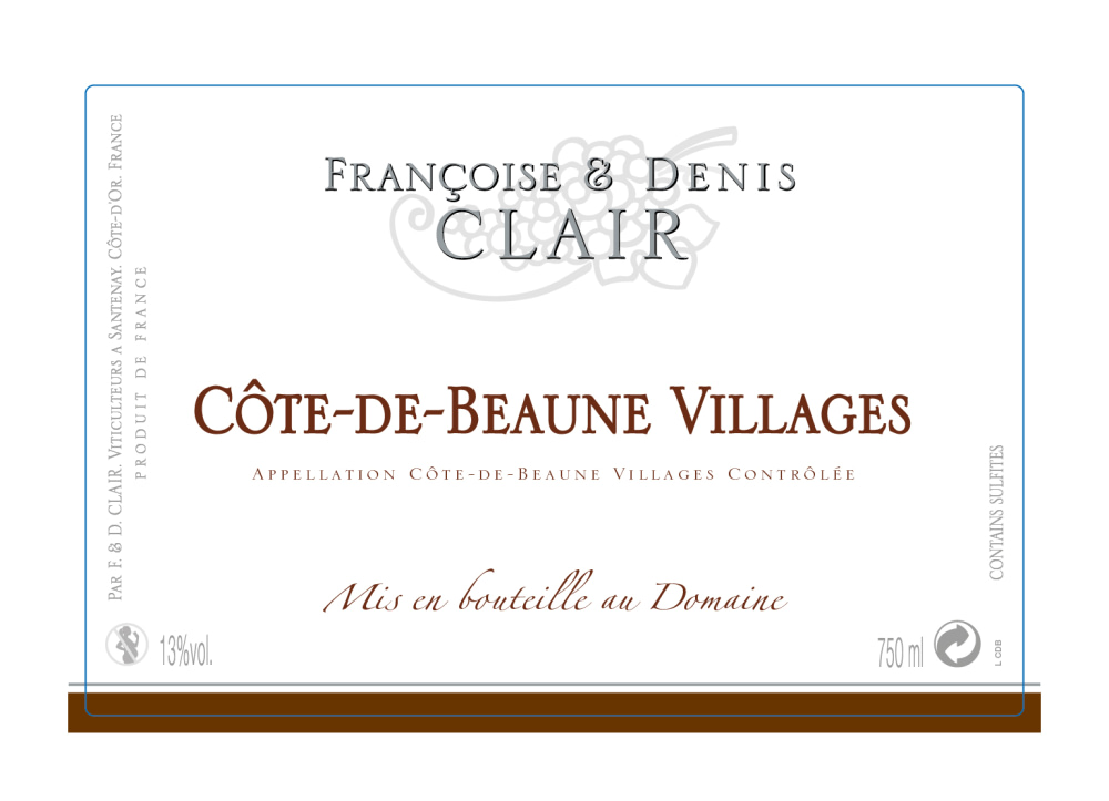 etiquette - Domaine Clair Françoise et Denis - Cote de Beaune Villages