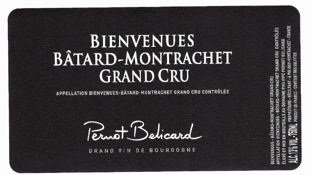 etiquette - Domaine Pernot Belicard - Bienvenues-Bâtard Montrachet Grand Cru