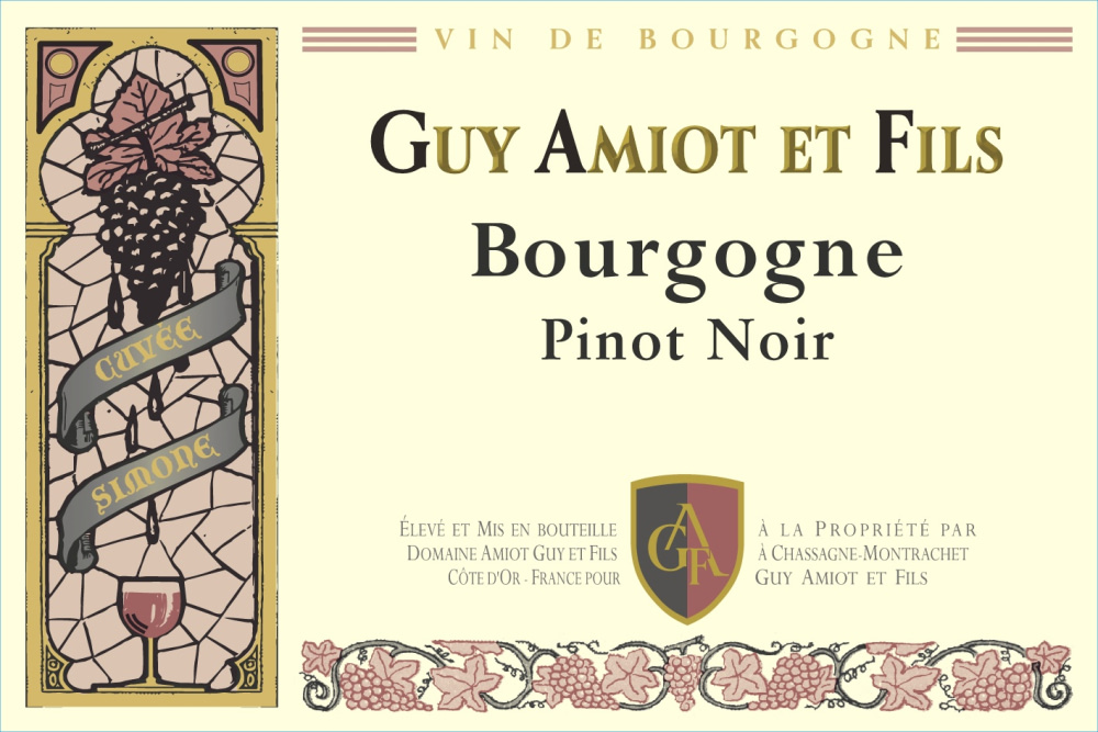 etiquette - Domaine Amiot Guy et Fils - Bourgogne Pinot Noir Cuvée Simone