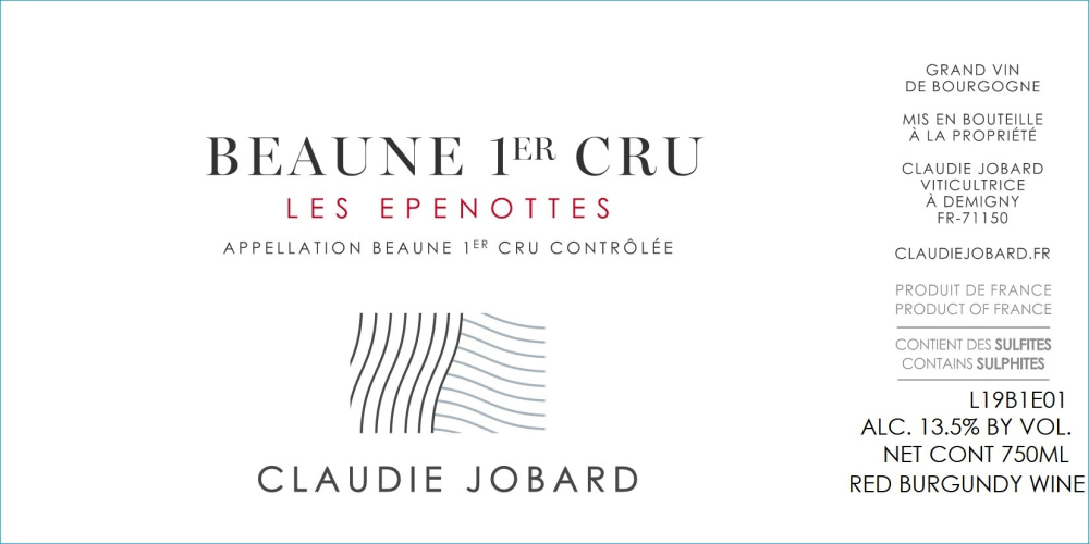 etiquette - Domaine Claudie Jobard - Beaune 1er Cru Les Epenottes