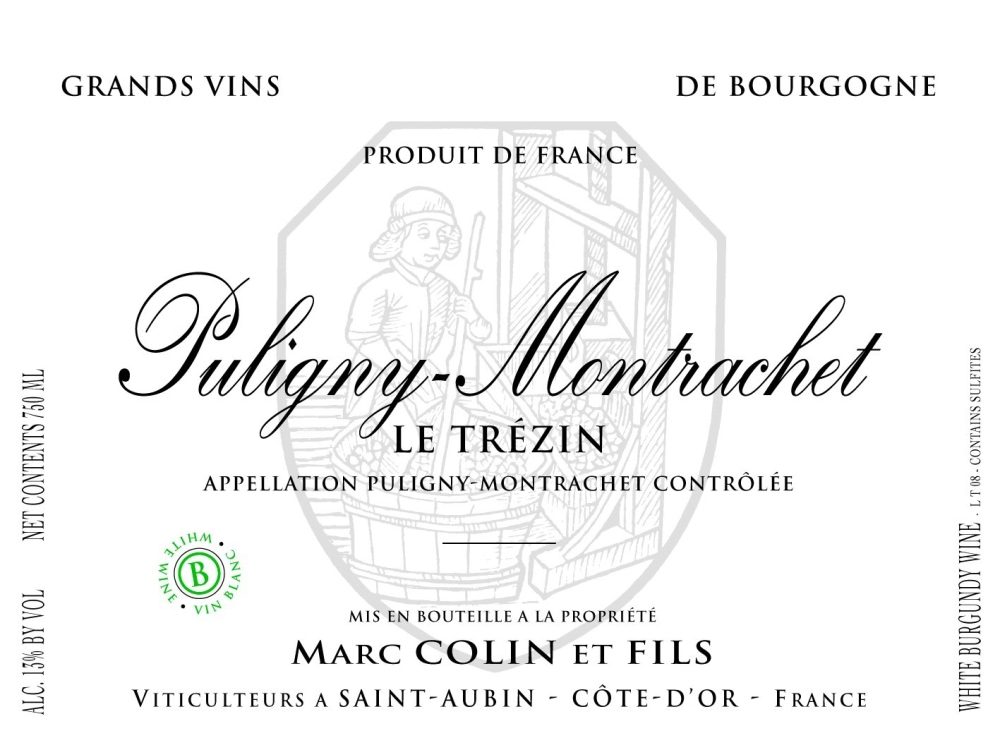 etiquette - Domaine Colin Marc et Fils - Puligny Montrachet "Le Trezin"