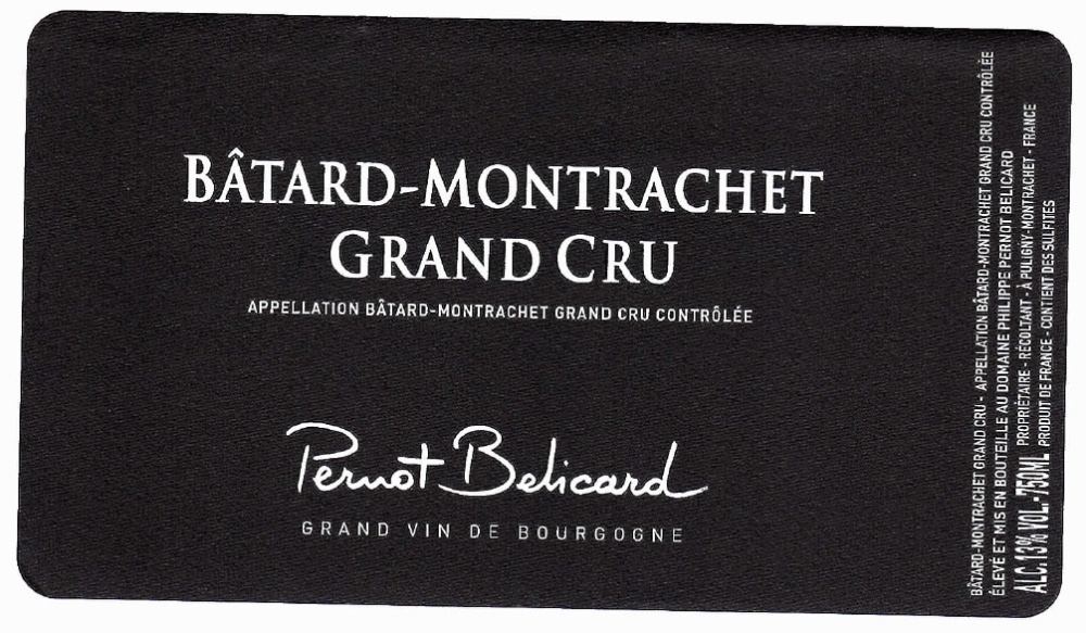 etiquette - Domaine Pernot Belicard - Bâtard Montrachet Grand Cru