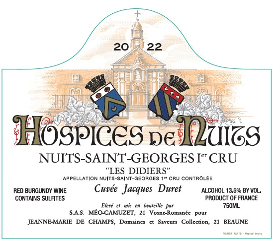 etiquette - Domaines Et Saveurs Collection, Hospices de Nuits - Nuits Saint Georges 1er cru Les Didiers Cuvée Jacques Duret 2022