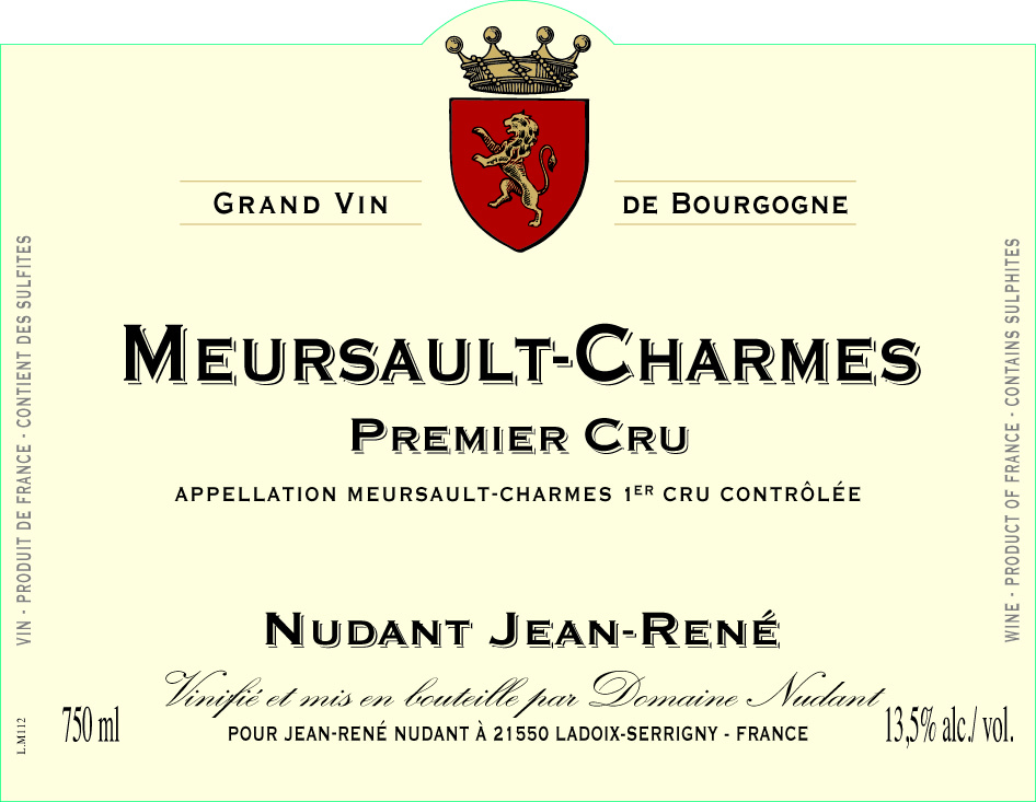 etiquette - Domaine Nudant - Meursault 1er Cru Charmes