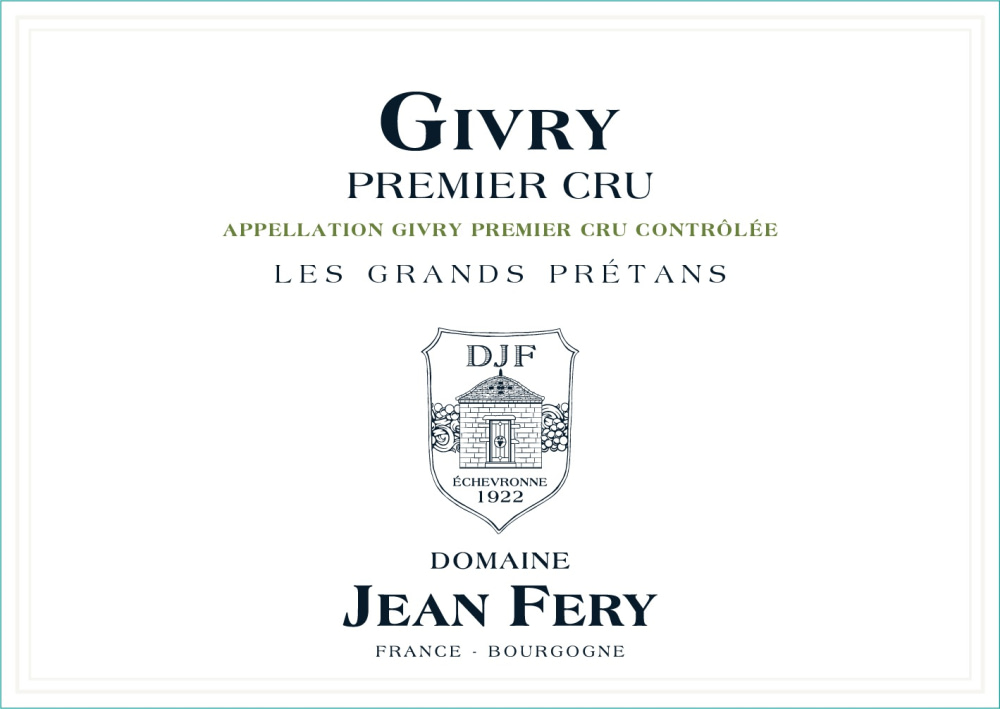 etiquette - Domaine FERY Jean - Givry 1er cru Les Grands Prétans blanc