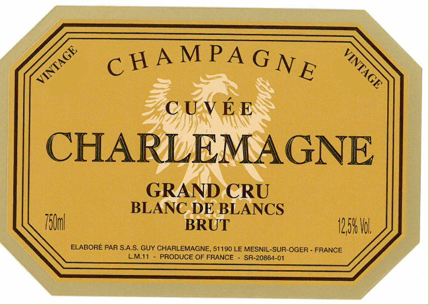 etiquette - Champagne Guy Charlemagne - Champagne Grand Cru Blanc de Blancs Cuvée Charlemagne