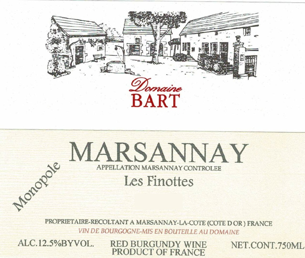 etiquette - Domaine Bart - Marsannay Les Finottes Monopole