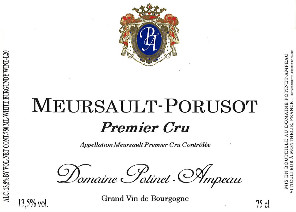 etiquette - Domaine Potinet Ampeau - Meursault 1er cru Le Porusot