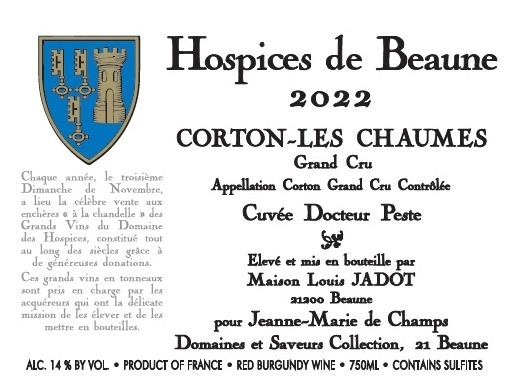 etiquette - Domaines Et Saveurs Collection, Hospices de Beaune - Corton Grand Cru Les Chaumes Cuvée Docteur Peste 2022