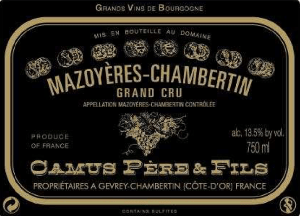 etiquette - Domaine Camus Père et Fils - Mazoyères Chambertin Grand Cru