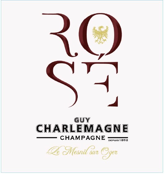 etiquette - Champagne Guy Charlemagne - Champagne Brut Rosé