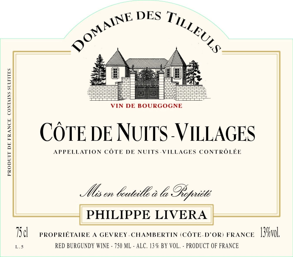 etiquette - Domaine Livera Philippe - Côte de Nuits Villages