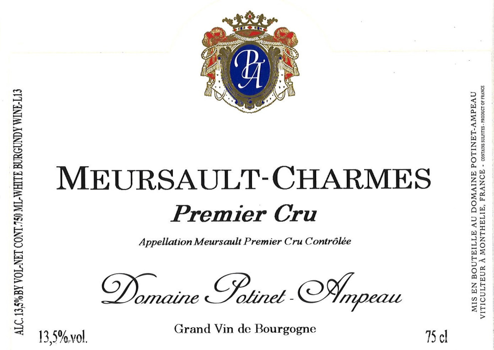 etiquette - Domaine Potinet Ampeau - Meursault 1er cru Les Charmes