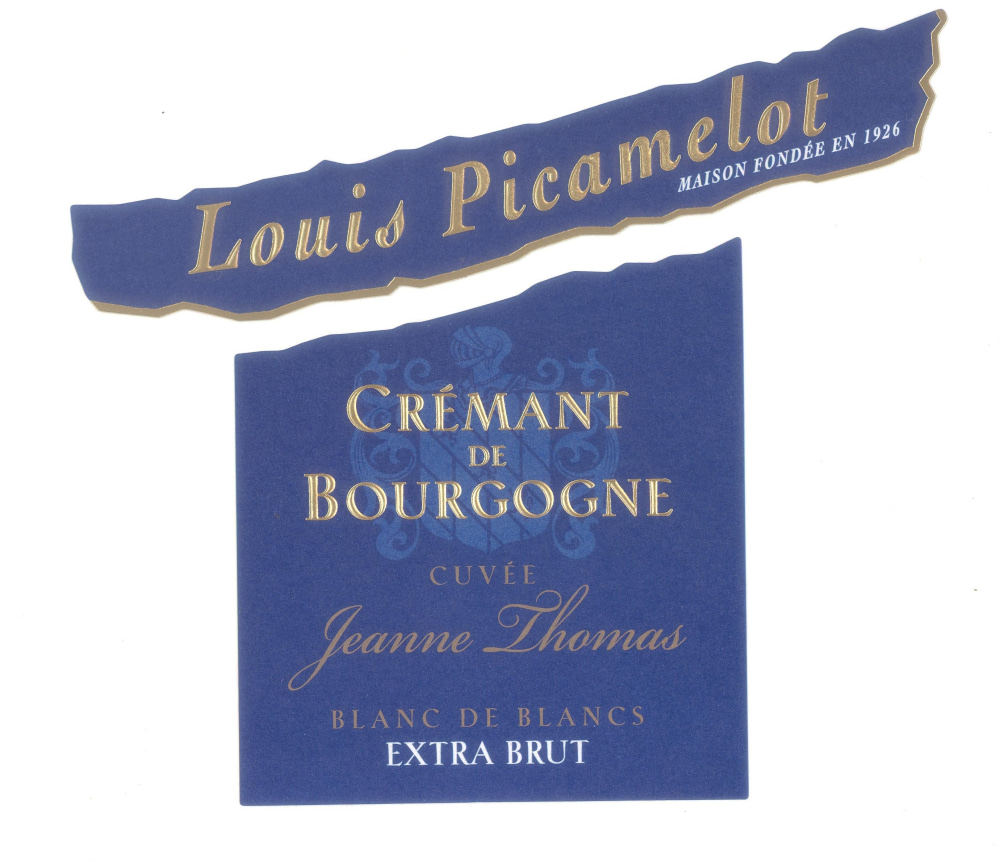 etiquette - Maison Louis Picamelot - Crémant de Bourgogne Blanc de Blancs Cuvée Jeanne Thomas