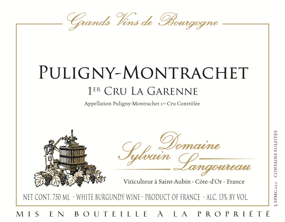 etiquette - Domaine Langoureau Sylvain - Puligny Montrachet 1er Cru La Garenne