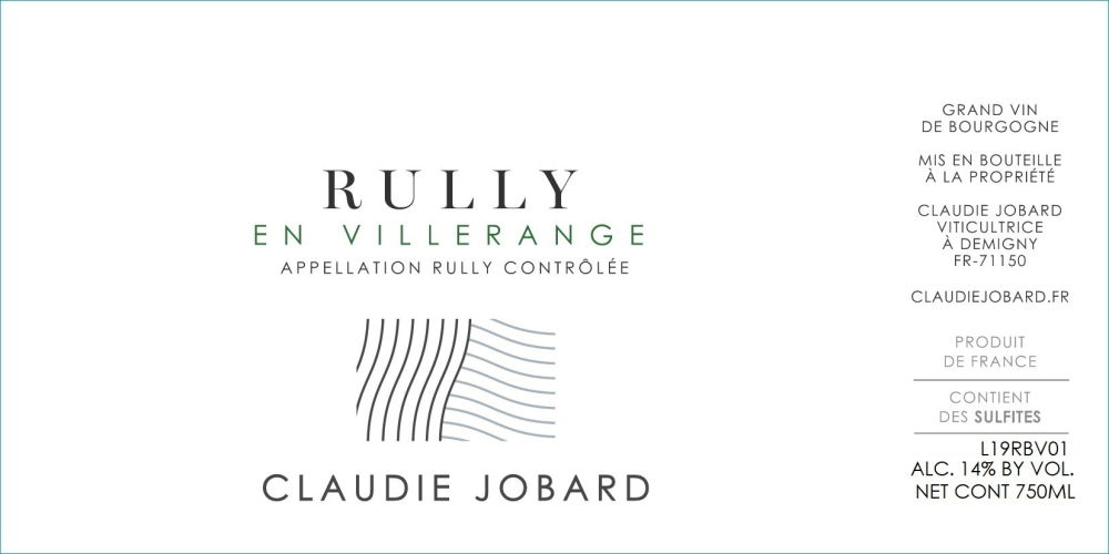 etiquette - Domaine Claudie Jobard - Rully en Villerange