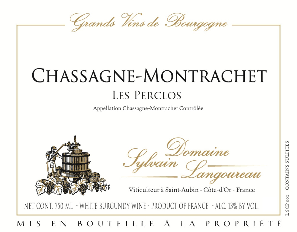 etiquette - Domaine Langoureau Sylvain - Chassagne Montrachet Les Perclos