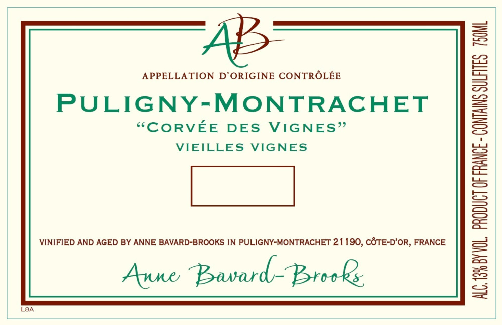 etiquette - Domaine Bavard Brooks Anne - Puligny Montrachet Corvées des Vignes