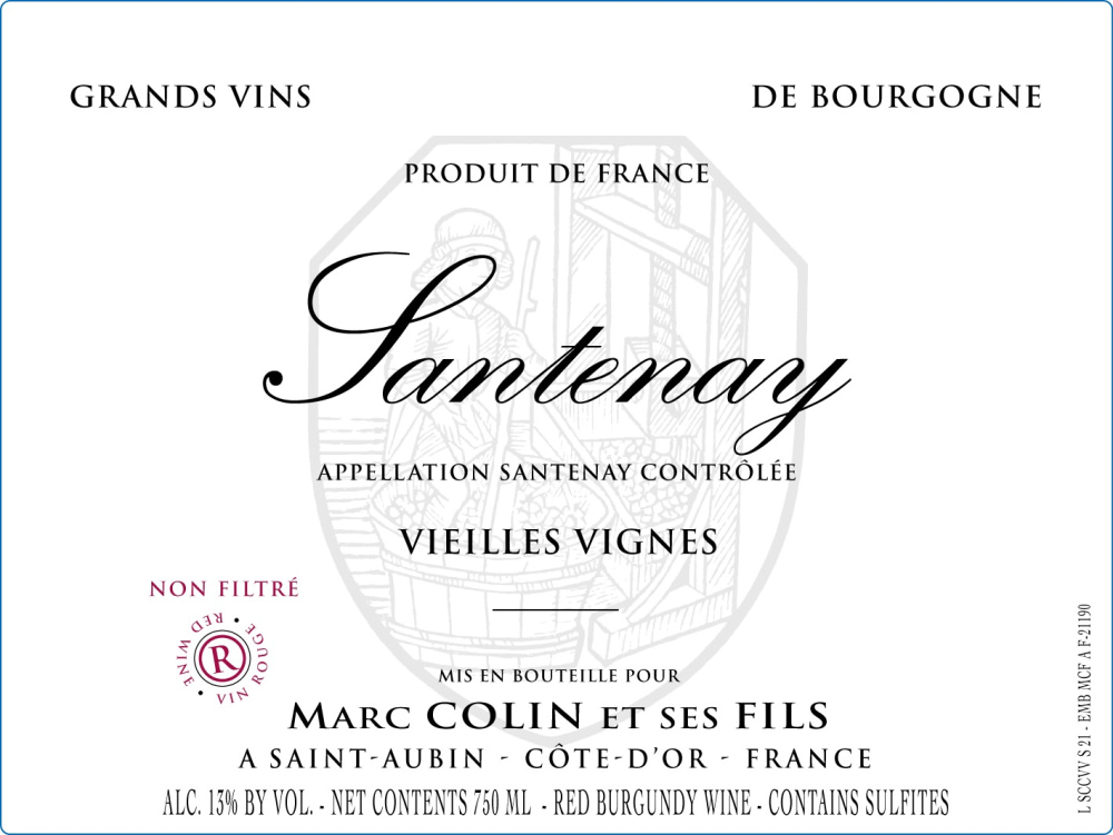 etiquette - Domaine Colin Marc et Fils - Santenay Vieilles Vignes rouge