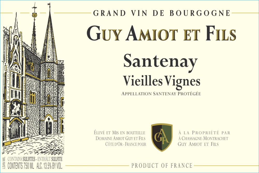 etiquette - Domaine Amiot Guy et Fils - Santenay Vieilles Vignes blanc