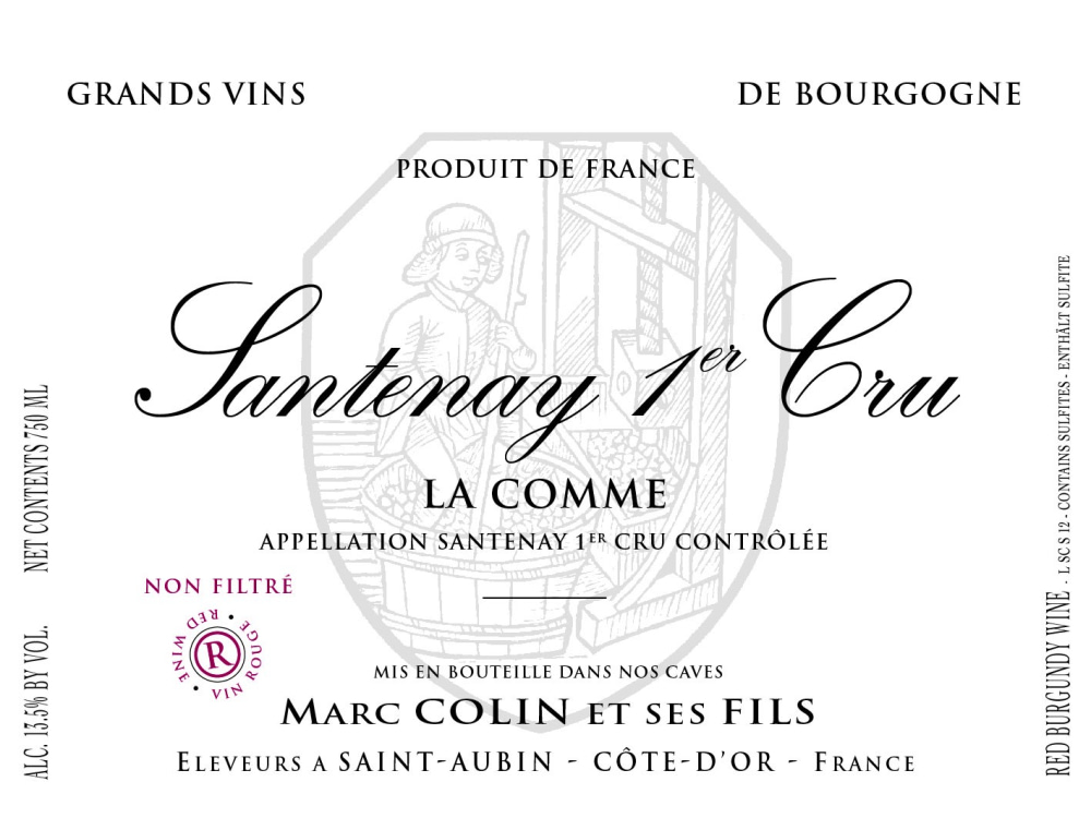 etiquette - Domaine Colin Marc et Fils - Santenay 1er Cru "La Comme"